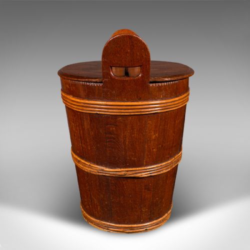 ANTIQUE LIDDED WASTE BIN GEORGIAN DUTCH OAK FRUITWOOD FIRESIDE STORE C1800 - ADDITIONAL PHOTO 3