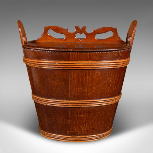 ANTIQUE LIDDED WASTE BIN GEORGIAN DUTCH OAK FRUITWOOD FIRESIDE STORE C1800 - ADDITIONAL PHOTO 4