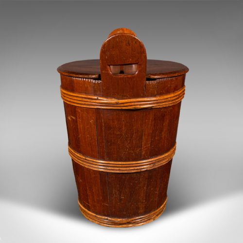 ANTIQUE LIDDED WASTE BIN GEORGIAN DUTCH OAK FRUITWOOD FIRESIDE STORE C1800 - ADDITIONAL PHOTO 5