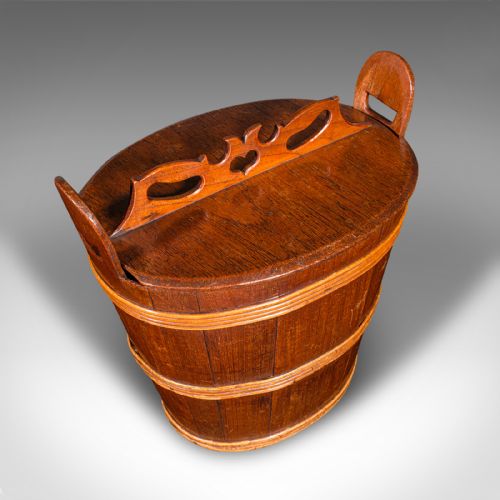 ANTIQUE LIDDED WASTE BIN GEORGIAN DUTCH OAK FRUITWOOD FIRESIDE STORE C1800 - ADDITIONAL PHOTO 6