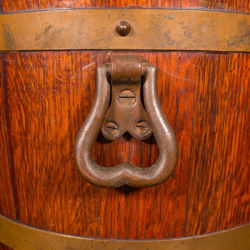 ANTIQUE FIRESIDE STORE ENGLISH OAK COOPERED FIRE BUCKET COAL BIN CIRCA 1920 - ADDITIONAL PHOTO 7