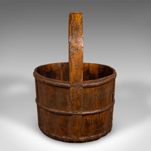 LARGE ANTIQUE WELL BUCKET ENGLISH GEORGIAN PLANTER FIRESIDE STORE GARDEN - ADDITIONAL PHOTO 2
