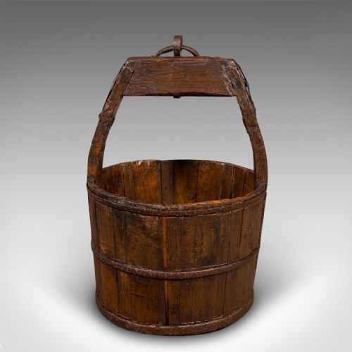 LARGE ANTIQUE COUNTRY GARDEN WELL BUCKET ENGLISH PLANTER GEORGIAN FUEL STORE - ADDITIONAL PHOTO 1