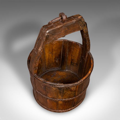LARGE ANTIQUE COUNTRY GARDEN WELL BUCKET ENGLISH PLANTER GEORGIAN FUEL STORE - ADDITIONAL PHOTO 4