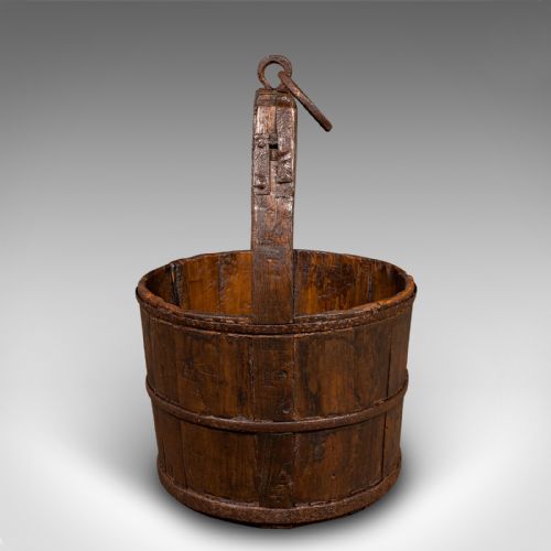 LARGE ANTIQUE COUNTRY GARDEN WELL BUCKET ENGLISH PLANTER GEORGIAN FUEL STORE - ADDITIONAL PHOTO 5