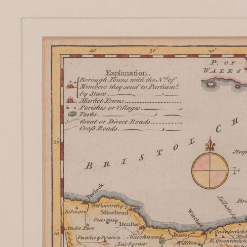 ANTIQUE SOMERSET MAP THOMAS KITCHIN ENGLISH CARTOGRAPHIC REFERENCE GEORGIAN - ADDITIONAL PHOTO 4