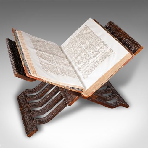 ANTIQUE SCHOLARS READING STAND ORIENTAL FOLDING BOOK PEDESTAL VICTORIAN - ADDITIONAL PHOTO 1