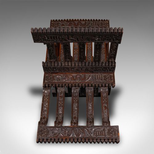 ANTIQUE SCHOLARS READING STAND ORIENTAL FOLDING BOOK PEDESTAL VICTORIAN - ADDITIONAL PHOTO 4