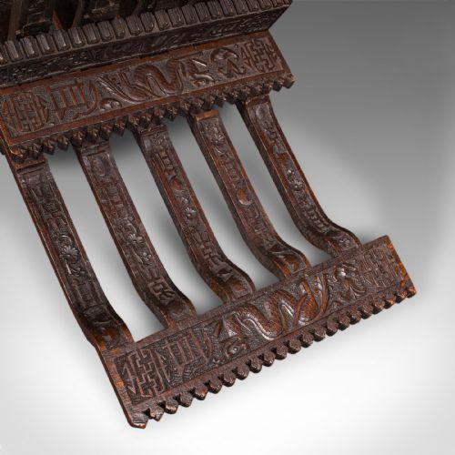 ANTIQUE SCHOLARS READING STAND ORIENTAL FOLDING BOOK PEDESTAL VICTORIAN - ADDITIONAL PHOTO 6