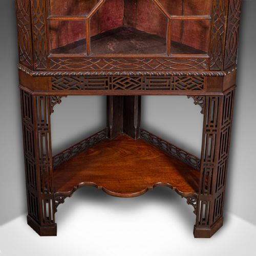 ANTIQUE PORCELAIN CORNER DISPLAY CABINET ENGLISH CHIPPENDALE TASTE VICTORIAN - ADDITIONAL PHOTO 7