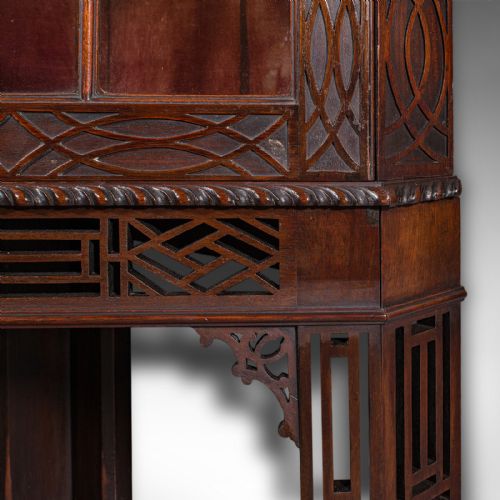ANTIQUE PORCELAIN CORNER DISPLAY CABINET ENGLISH CHIPPENDALE TASTE VICTORIAN - ADDITIONAL PHOTO 9