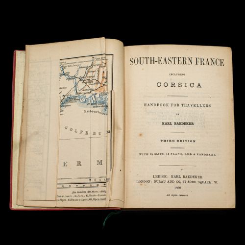 fig 2. Small Antique Baedeker's South Eastern France Guide Book, Provence, Travel Maps