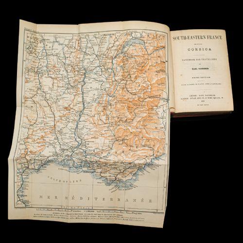 fig 3. Small Antique Baedeker's South Eastern France Guide Book, Provence, Travel Maps