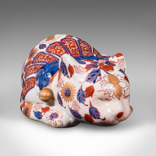 fig 2. Antique Imari Cat Figure, Japanese, Ceramic, Door Stop, Ornament, Edwardian