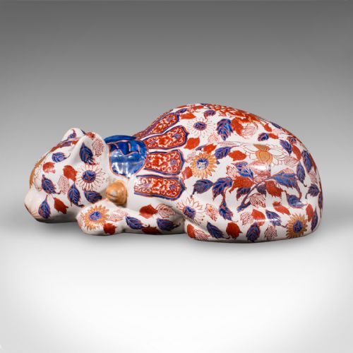fig 3. Antique Imari Cat Figure, Japanese, Ceramic, Door Stop, Ornament, Edwardian