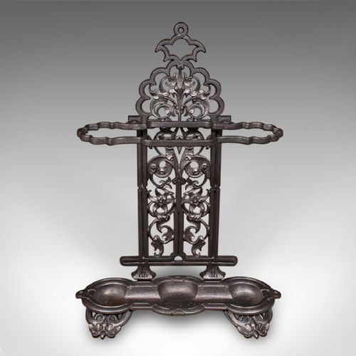 ANTIQUE ORNATE STICK STAND ENGLISH UMBRELLA LOOP VICTORIAN JACOBEAN TASTE - ADDITIONAL PHOTO 2