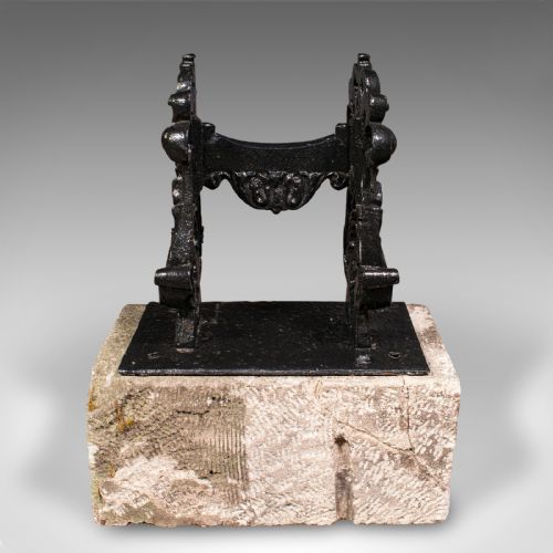 fig 1. Antique Mounted Boot Scraper, English Cast Iron, Bath Stone, Georgian Town House