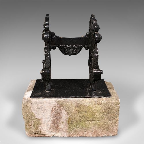 fig 3. Antique Mounted Boot Scraper, English Cast Iron, Bath Stone, Georgian Town House