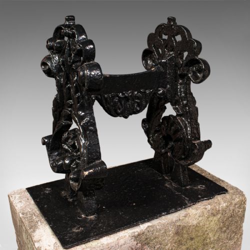 fig 4. Antique Mounted Boot Scraper, English Cast Iron, Bath Stone, Georgian Town House