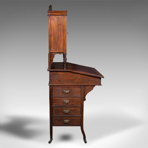 ANTIQUE TALL DAVENPORT ENGLISH WALNUT BUREAU CABINET VICTORIAN CIRCA 1860 - ADDITIONAL PHOTO 6