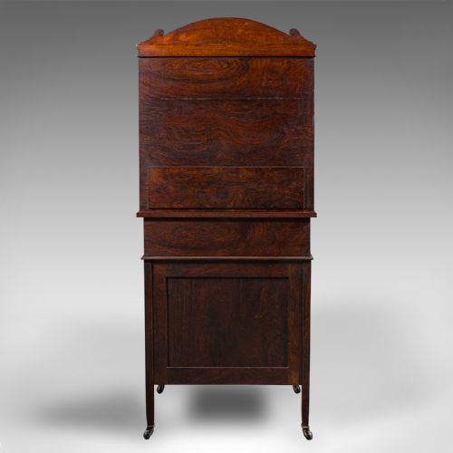 ANTIQUE TALL DAVENPORT ENGLISH WALNUT BUREAU CABINET VICTORIAN CIRCA 1860 - ADDITIONAL PHOTO 7