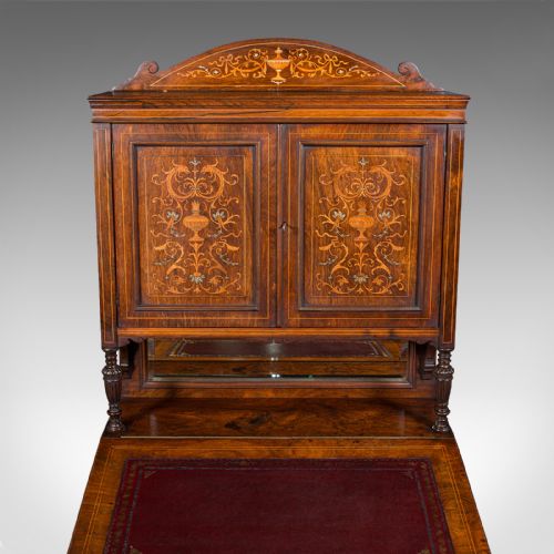 ANTIQUE TALL DAVENPORT ENGLISH WALNUT BUREAU CABINET VICTORIAN CIRCA 1860 - ADDITIONAL PHOTO 9