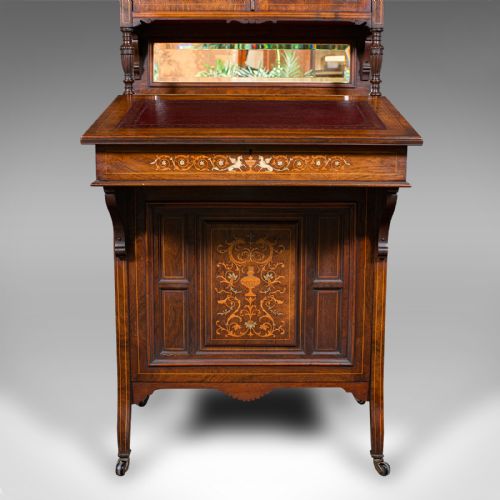 ANTIQUE TALL DAVENPORT ENGLISH WALNUT BUREAU CABINET VICTORIAN CIRCA 1860 - ADDITIONAL PHOTO 10