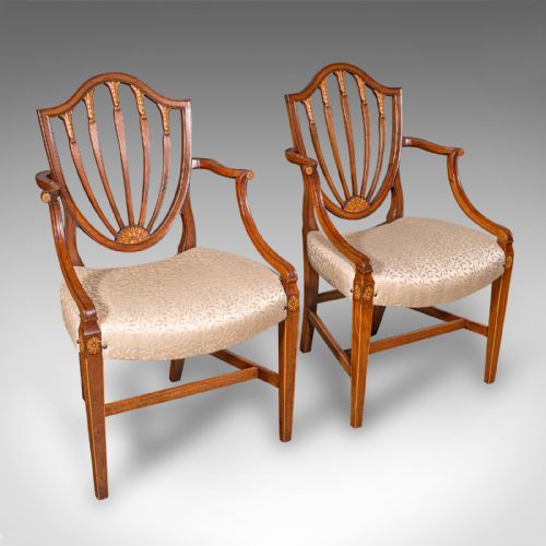 ANTIQUE DINING CHAIR SUITE ENGLISH CARVER SLIPPER CHAIRS GEORGIAN C1800 - ADDITIONAL PHOTO 1