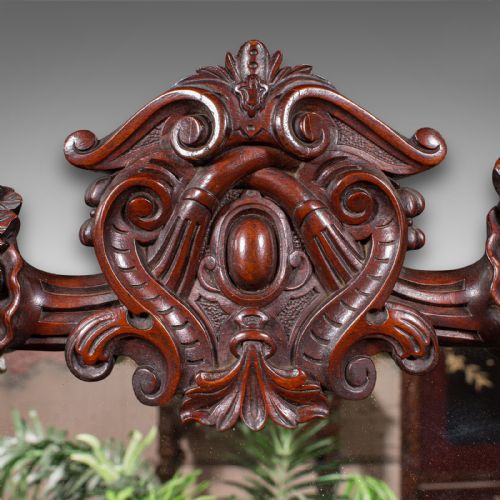 ANTIQUE OVERMANTLE MIRROR ENGLISH COUNTRY HOUSE CARVED VICTORIAN CIRCA 1900 - ADDITIONAL PHOTO 4