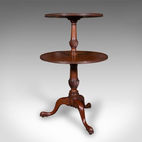 ANTIQUE TWO TIER DUMB WAITER ENGLISH AFTERNOON TEA JARDINIERE STAND GEORGIAN - ADDITIONAL PHOTO 1