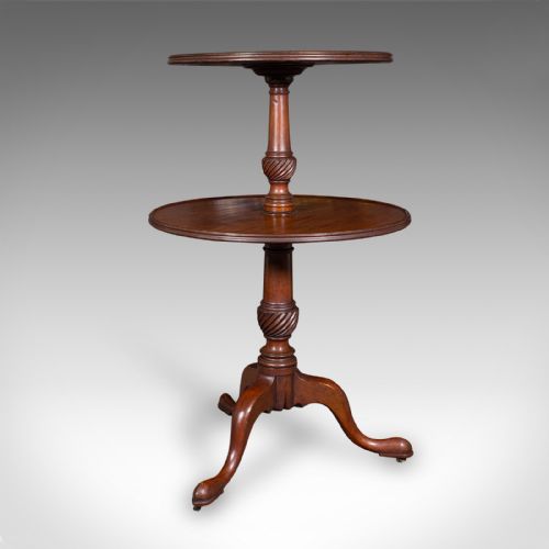 ANTIQUE TWO TIER DUMB WAITER ENGLISH AFTERNOON TEA JARDINIERE STAND GEORGIAN - ADDITIONAL PHOTO 3