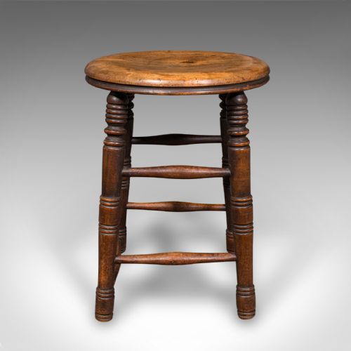 SMALL ANTIQUE ARTISTS STOOL ENGLISH BEECH COUNTRY STUDIO VICTORIAN C1890 - ADDITIONAL PHOTO 1