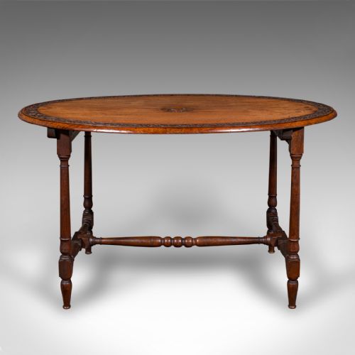 fig 4. Antique Campaign Mess Table, English, Walnut, Oval, Occasional, Victorian, 1900
