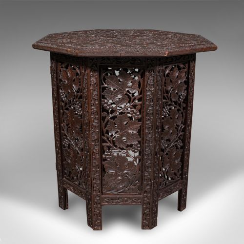 ANTIQUE CAMPAIGN TEA TABLE ANGLO INDIAN TEAK FOLDING SERVING VICTORIAN 1900 - ADDITIONAL PHOTO 1