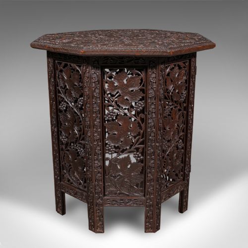 ANTIQUE CAMPAIGN TEA TABLE ANGLO INDIAN TEAK FOLDING SERVING VICTORIAN 1900 - ADDITIONAL PHOTO 2