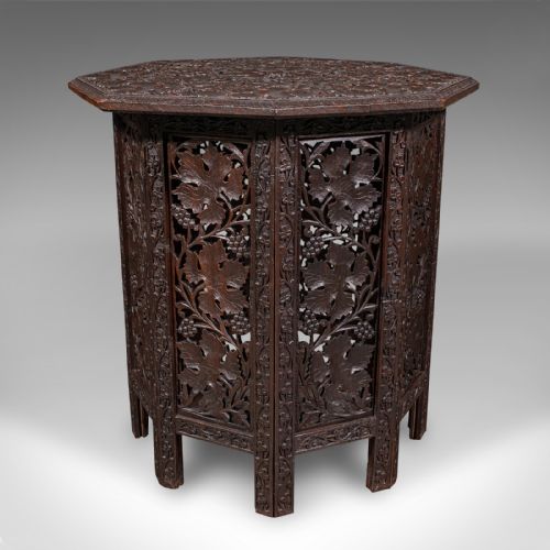 ANTIQUE CAMPAIGN TEA TABLE ANGLO INDIAN TEAK FOLDING SERVING VICTORIAN 1900 - ADDITIONAL PHOTO 3