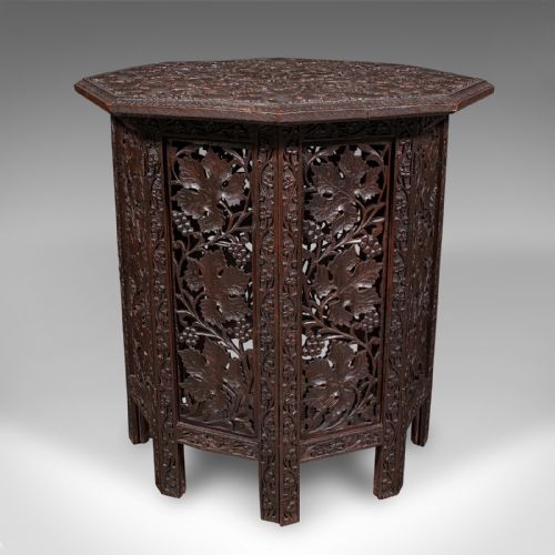 ANTIQUE CAMPAIGN TEA TABLE ANGLO INDIAN TEAK FOLDING SERVING VICTORIAN 1900 - ADDITIONAL PHOTO 4