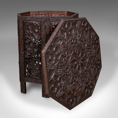 ANTIQUE CAMPAIGN TEA TABLE ANGLO INDIAN TEAK FOLDING SERVING VICTORIAN 1900 - ADDITIONAL PHOTO 11