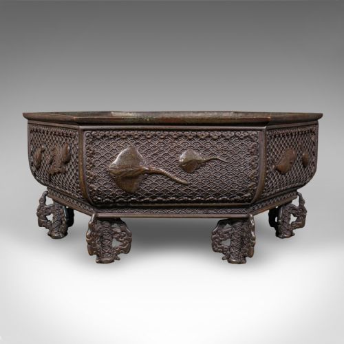 fig 1. Antique Suiban Planter, Japanese Bronze Bonsai Jardiniere, Edo Period, Victorian