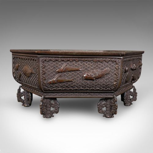 fig 4. Antique Suiban Planter, Japanese Bronze Bonsai Jardiniere, Edo Period, Victorian