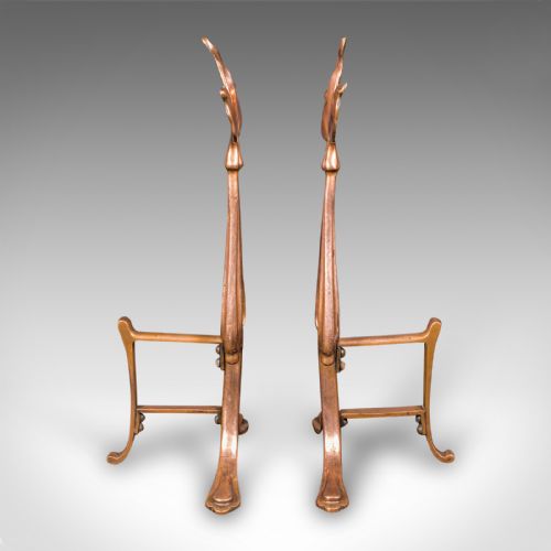 ANTIQUE FIRESIDE COMPANION SET FRENCH BRONZE FIRE TOOLS ART NOUVEAU VICTORIAN - ADDITIONAL PHOTO 2