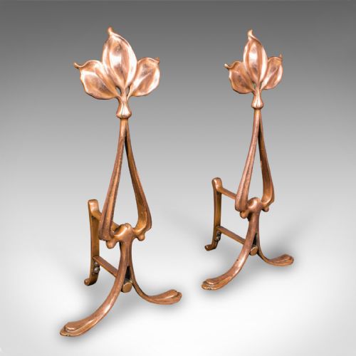 ANTIQUE FIRESIDE COMPANION SET FRENCH BRONZE FIRE TOOLS ART NOUVEAU VICTORIAN - ADDITIONAL PHOTO 4