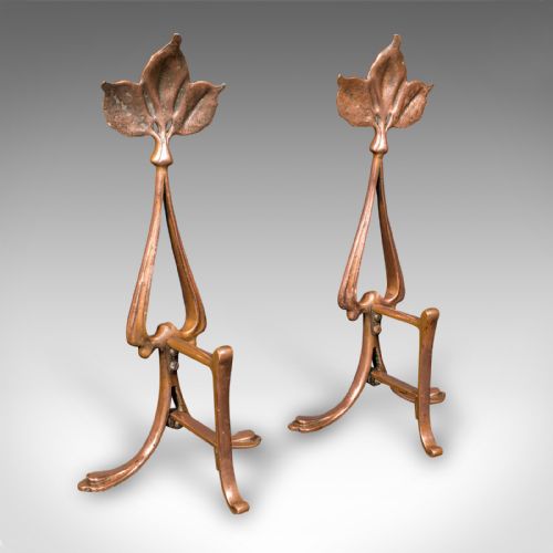 ANTIQUE FIRESIDE COMPANION SET FRENCH BRONZE FIRE TOOLS ART NOUVEAU VICTORIAN - ADDITIONAL PHOTO 5