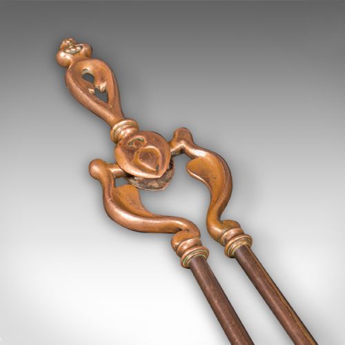 ANTIQUE FIRESIDE COMPANION SET FRENCH BRONZE FIRE TOOLS ART NOUVEAU VICTORIAN - ADDITIONAL PHOTO 8