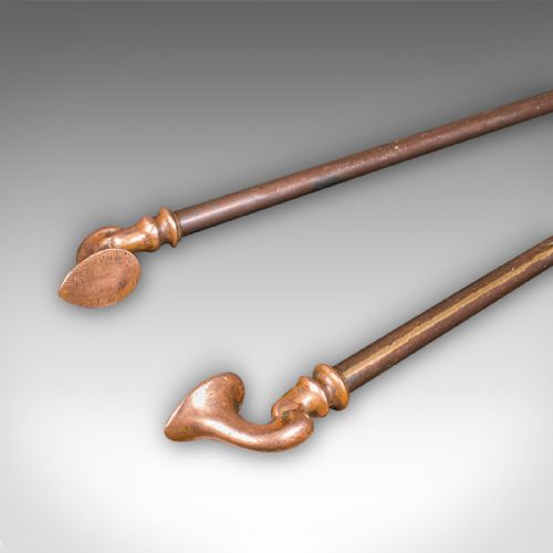 ANTIQUE FIRESIDE COMPANION SET FRENCH BRONZE FIRE TOOLS ART NOUVEAU VICTORIAN - ADDITIONAL PHOTO 9