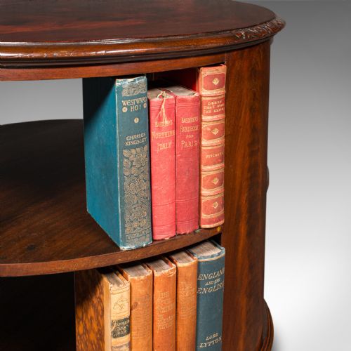 fig 1. Antique Circular Bookcase, English, Centrepiece Library Table, Edwardian, C.1910