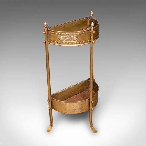 ANTIQUE DEMILUNE STICK LOOP ENGLISH BRASS HALL STAND ART NOUVEAU VICTORIAN - ADDITIONAL PHOTO 1