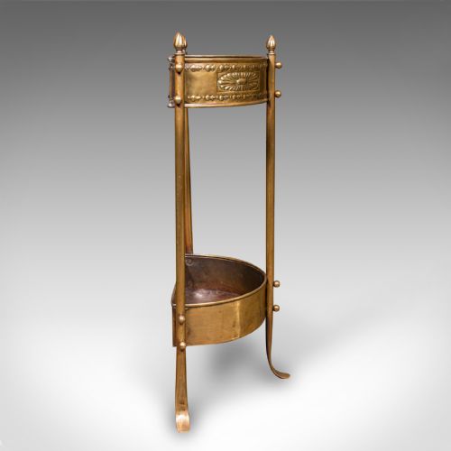 ANTIQUE DEMILUNE STICK LOOP ENGLISH BRASS HALL STAND ART NOUVEAU VICTORIAN - ADDITIONAL PHOTO 4