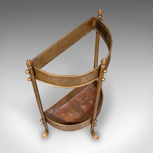 ANTIQUE DEMILUNE STICK LOOP ENGLISH BRASS HALL STAND ART NOUVEAU VICTORIAN - ADDITIONAL PHOTO 5