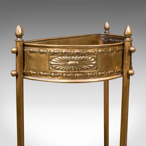 ANTIQUE DEMILUNE STICK LOOP ENGLISH BRASS HALL STAND ART NOUVEAU VICTORIAN - ADDITIONAL PHOTO 6